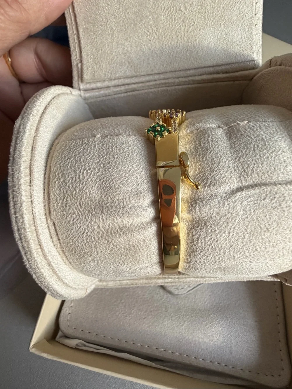 Freida Rothman Gold Multicolor Flower Station Bangle Bracelet - Women's New